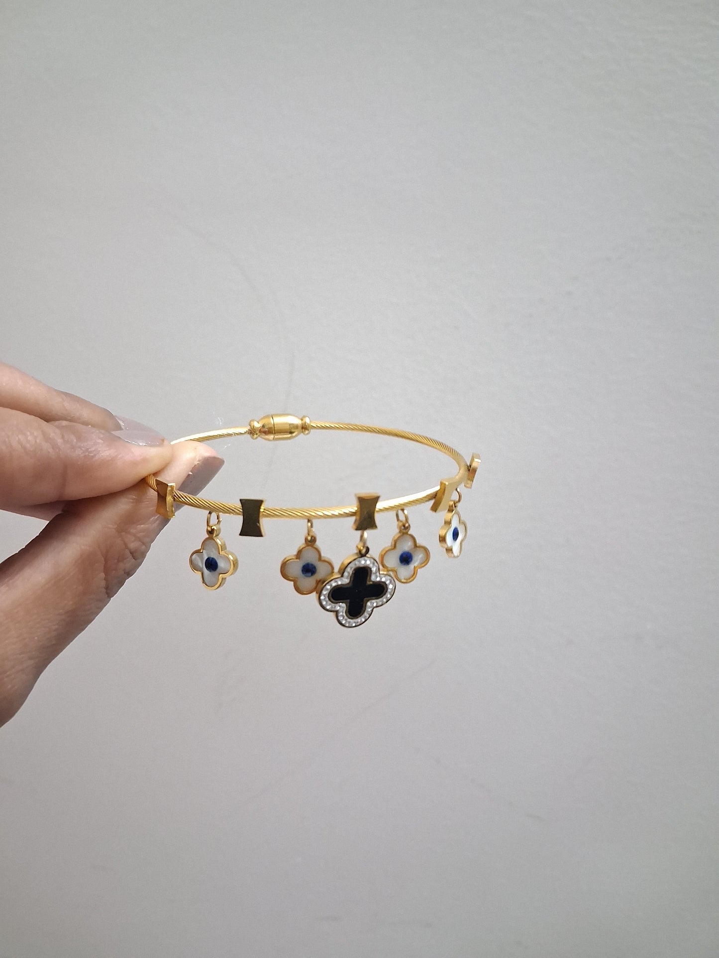 Clover Evil Eye Charm Bracelet