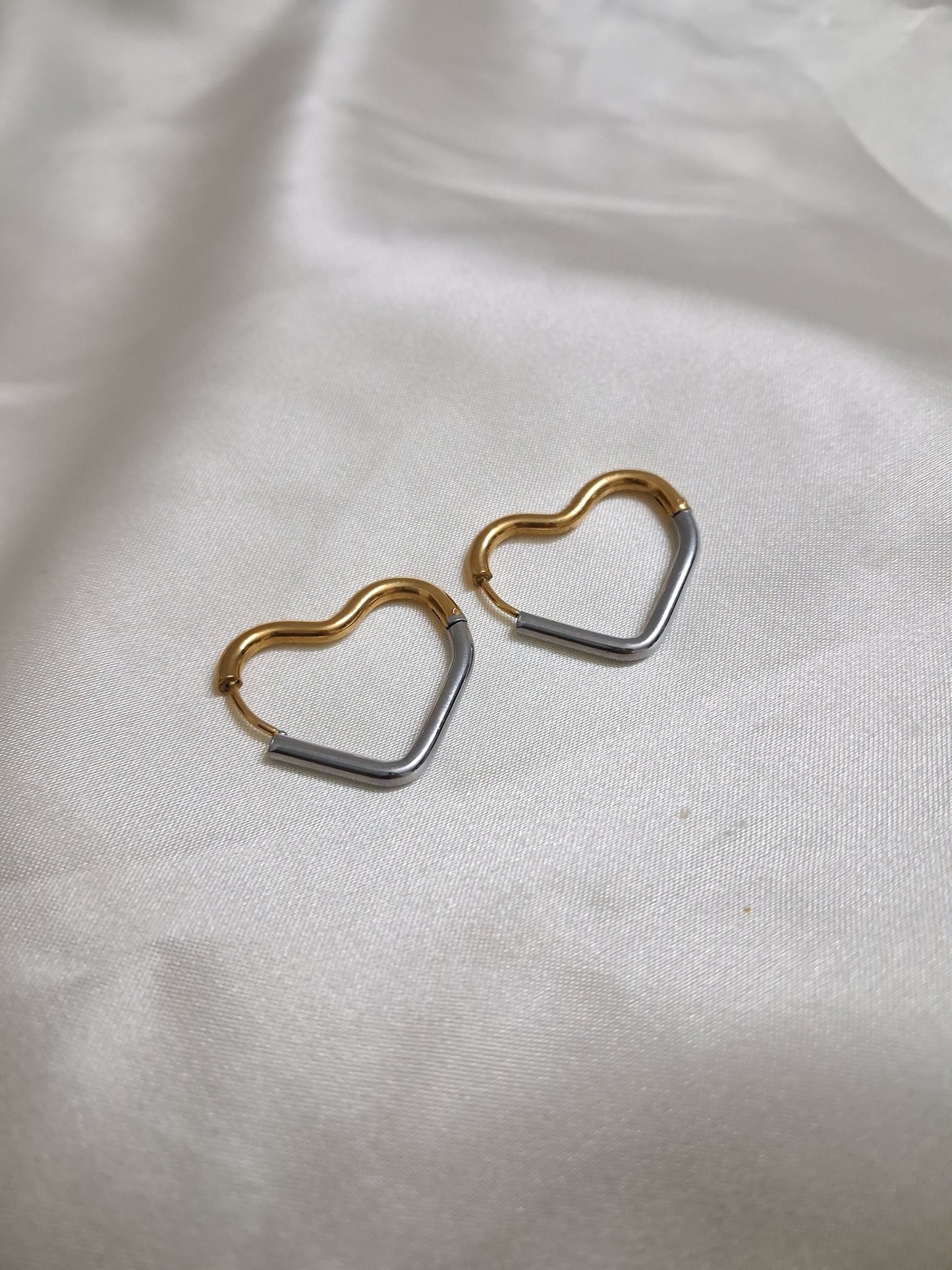 Silver -Gold Heart Hoop