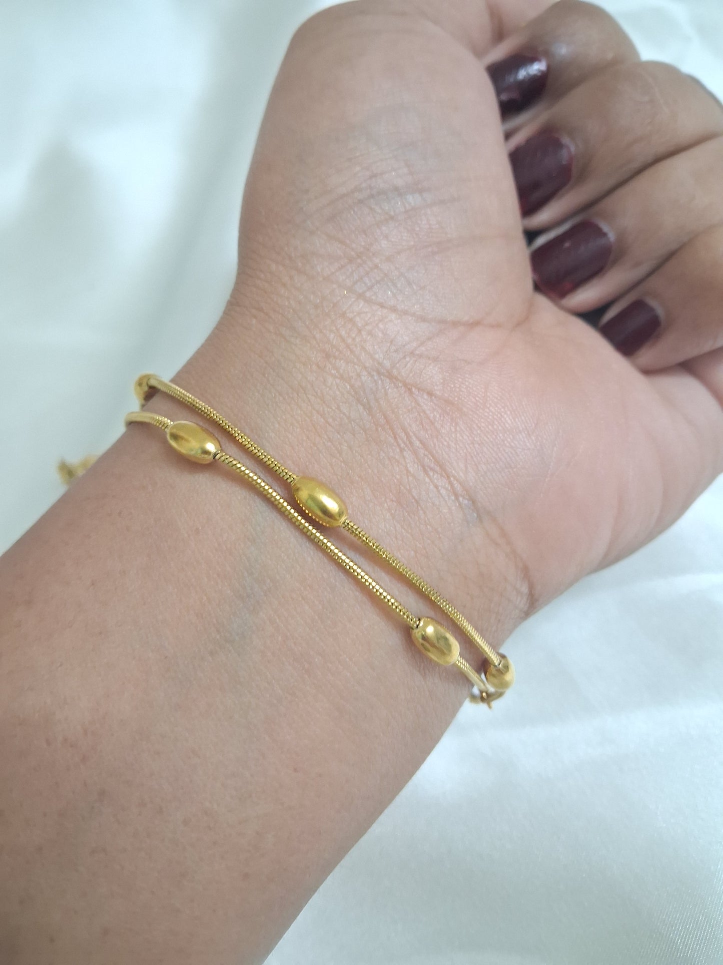 Layered Oval Drop Chain Bracelet