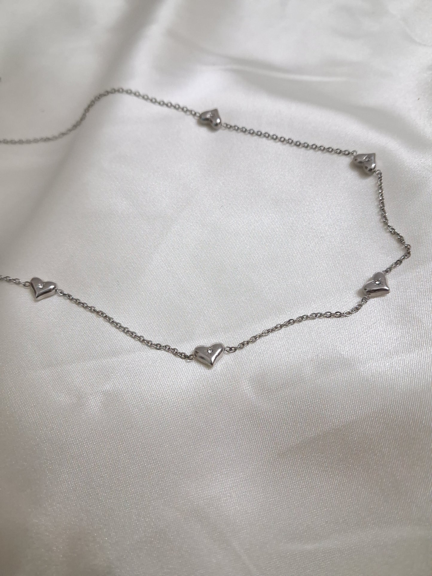 Multi Heart Chain-Silver
