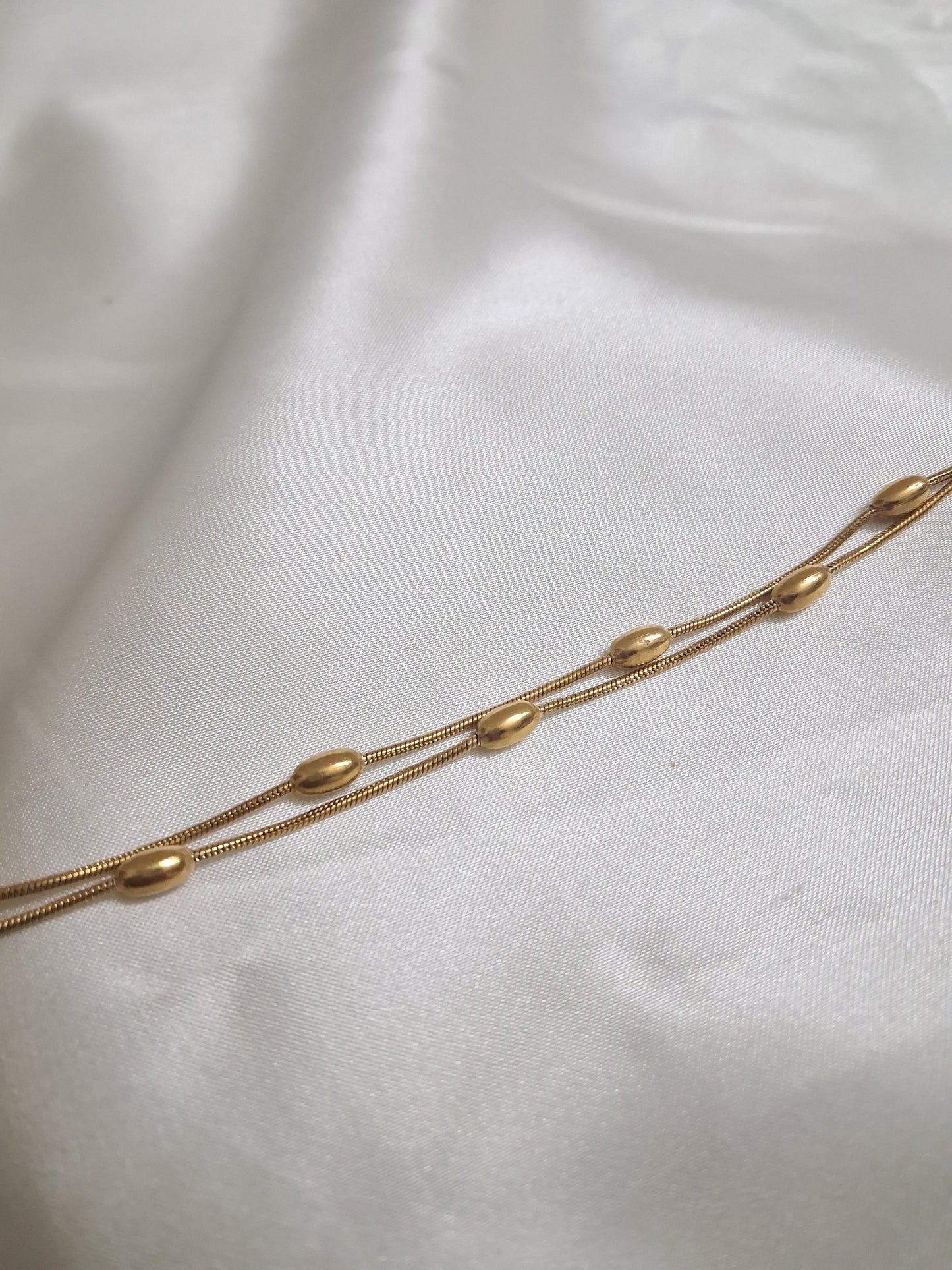 Layered Oval Drop Chain Bracelet