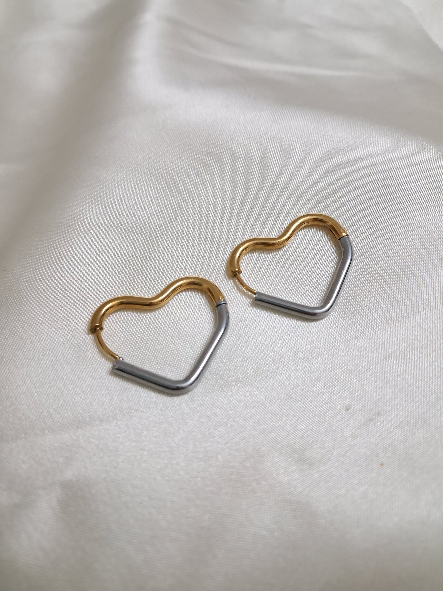 Silver -Gold Heart Hoop