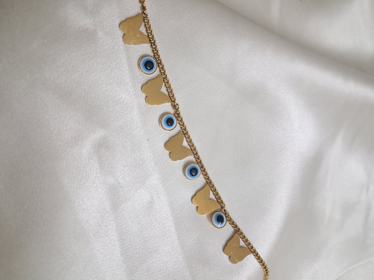 Evil Eye Chain Bracelet with Butterfly