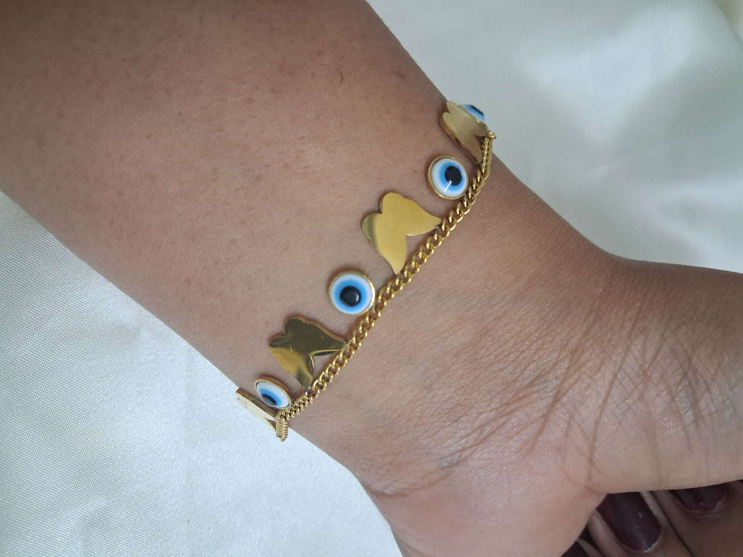 Evil Eye Chain Bracelet with Butterfly