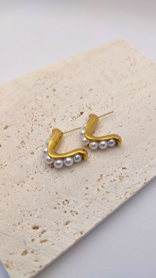 Pearl Studded Hoops