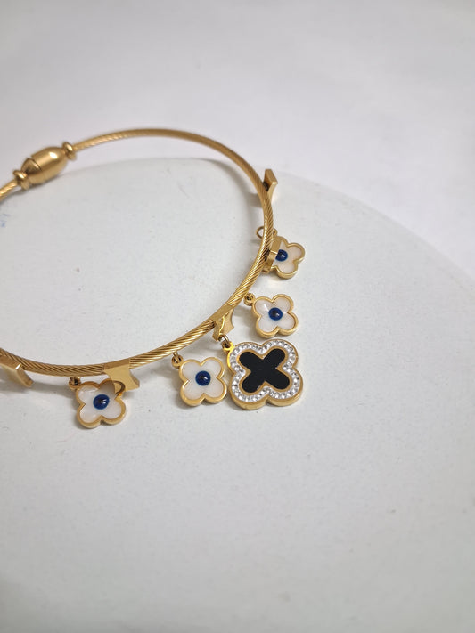 Clover Evil Eye Charm Bracelet
