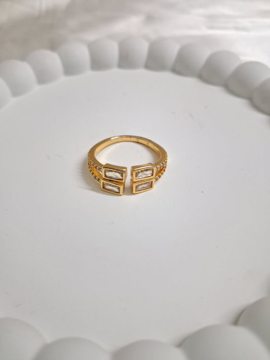 Square Stoned Open Stack Ring