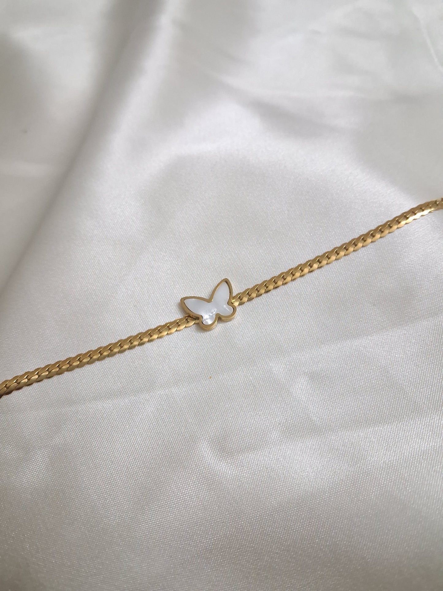 White Butterfly Chain Bracelet