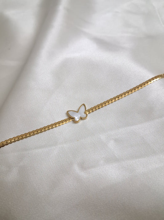 White Butterfly Chain Bracelet