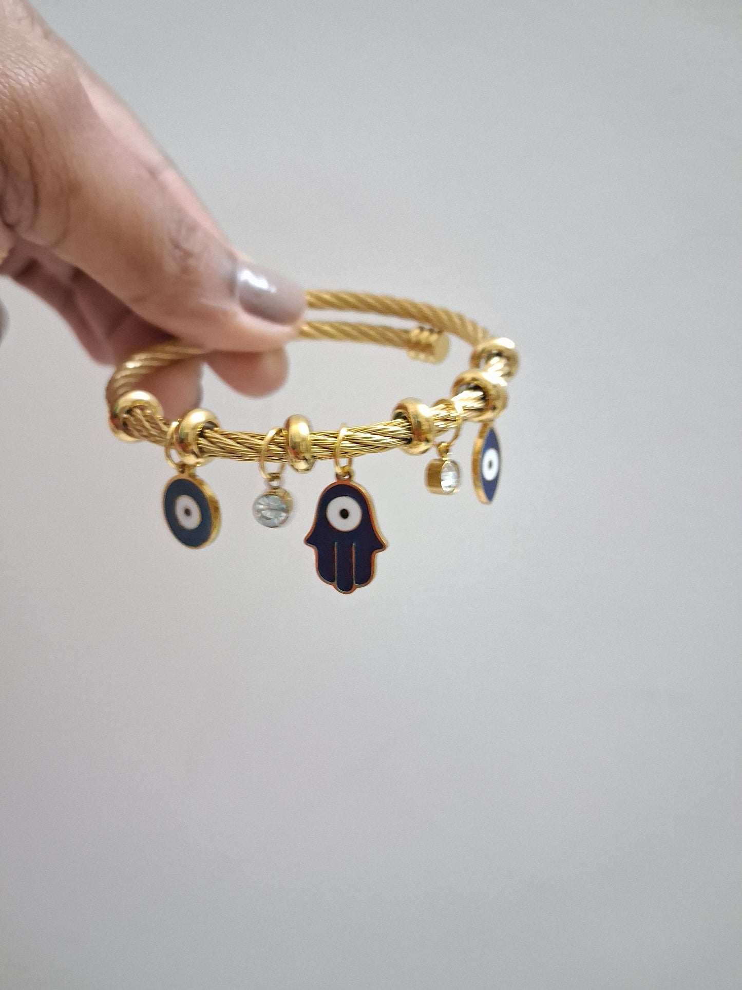 Hand & Eye Shaped Evil Eye Charm Bracelet