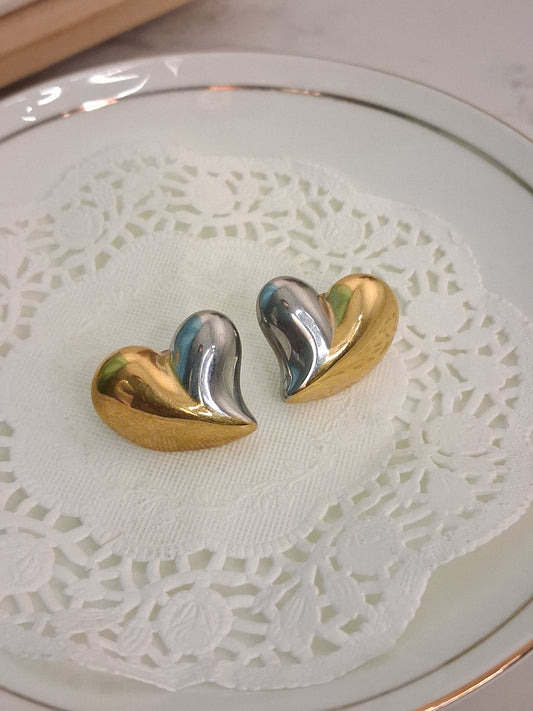 Mixed Metal Heart Stud