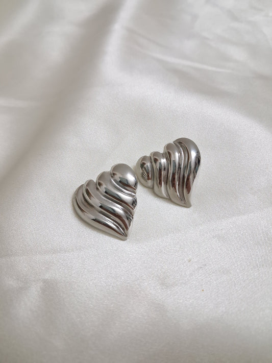 Broad Lined Heart Earring