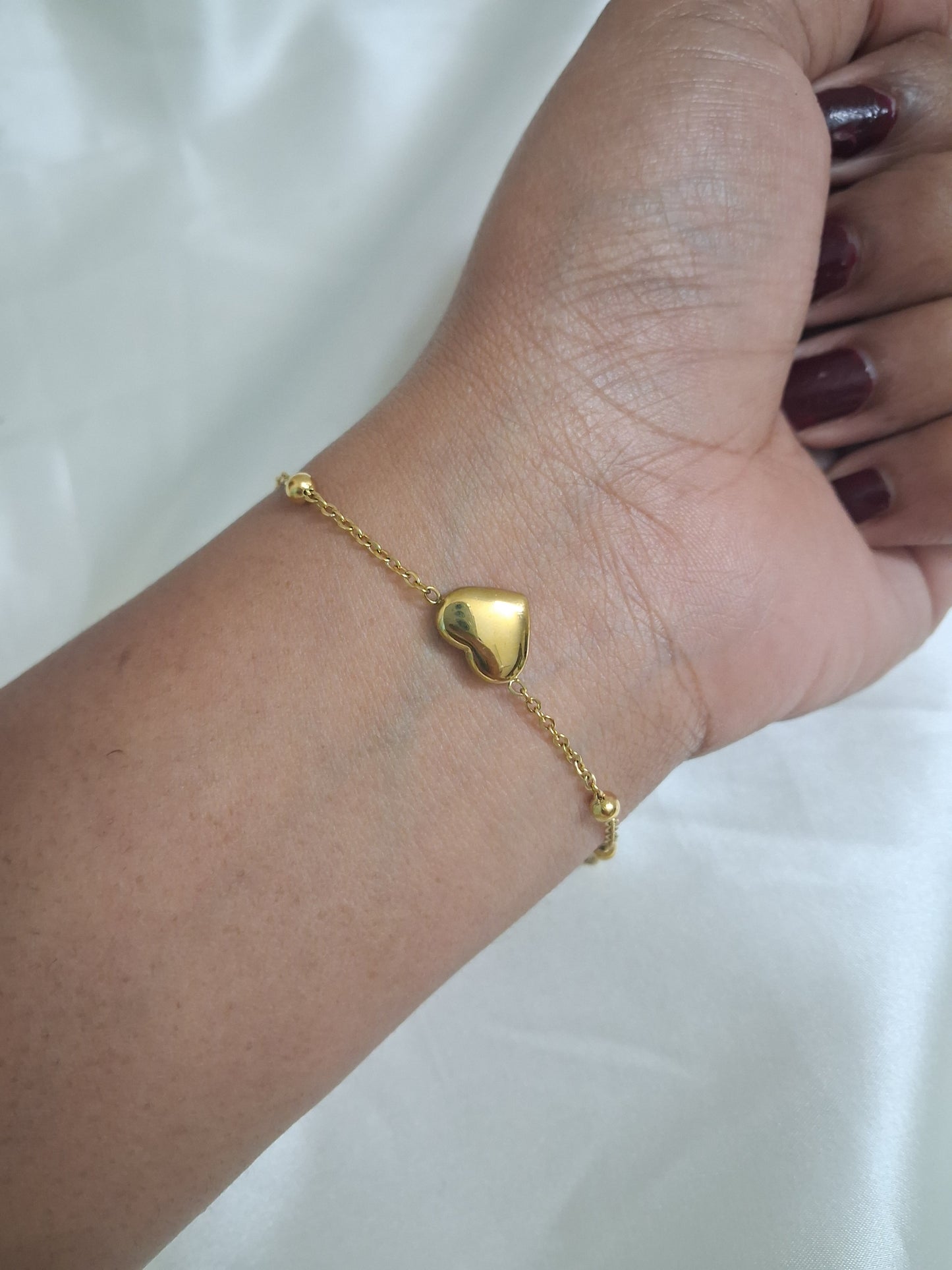 Heart & Bead Chain Bracelet