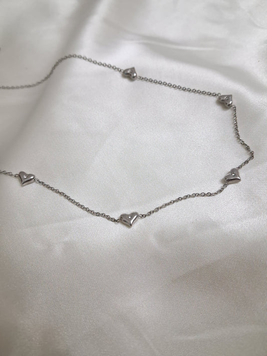 Multi Heart Chain-Silver