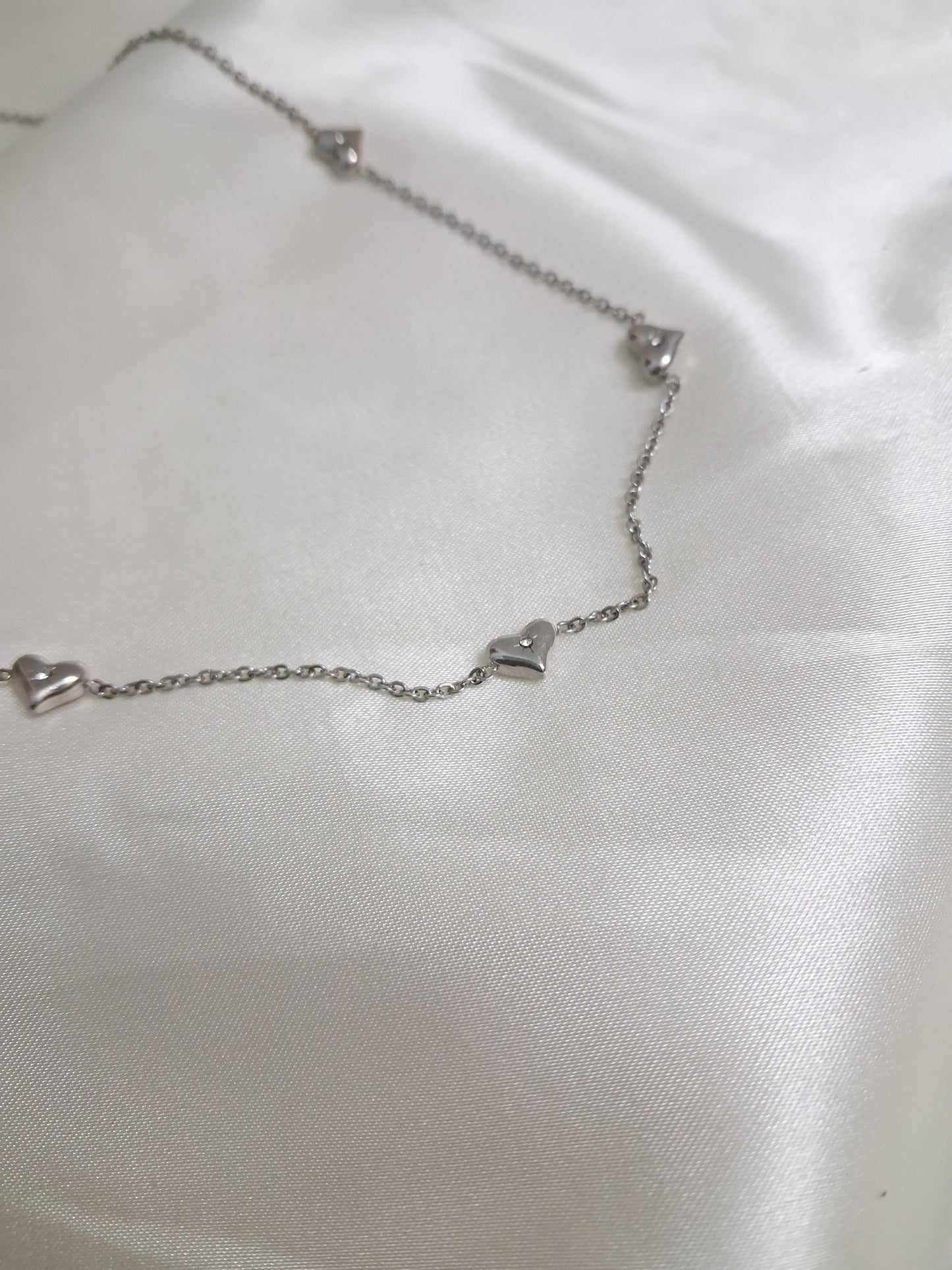 Multi Heart Chain-Silver