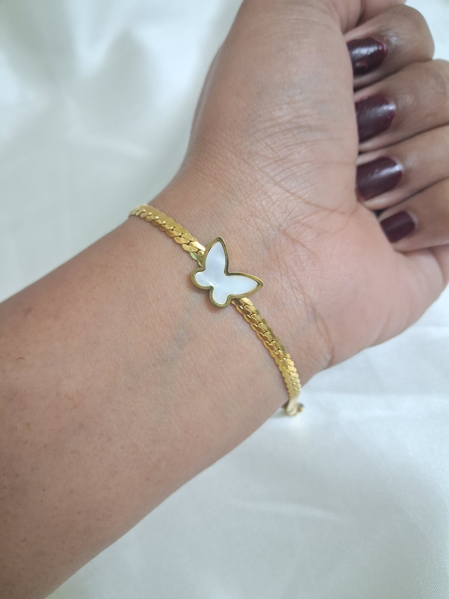 White Butterfly Chain Bracelet