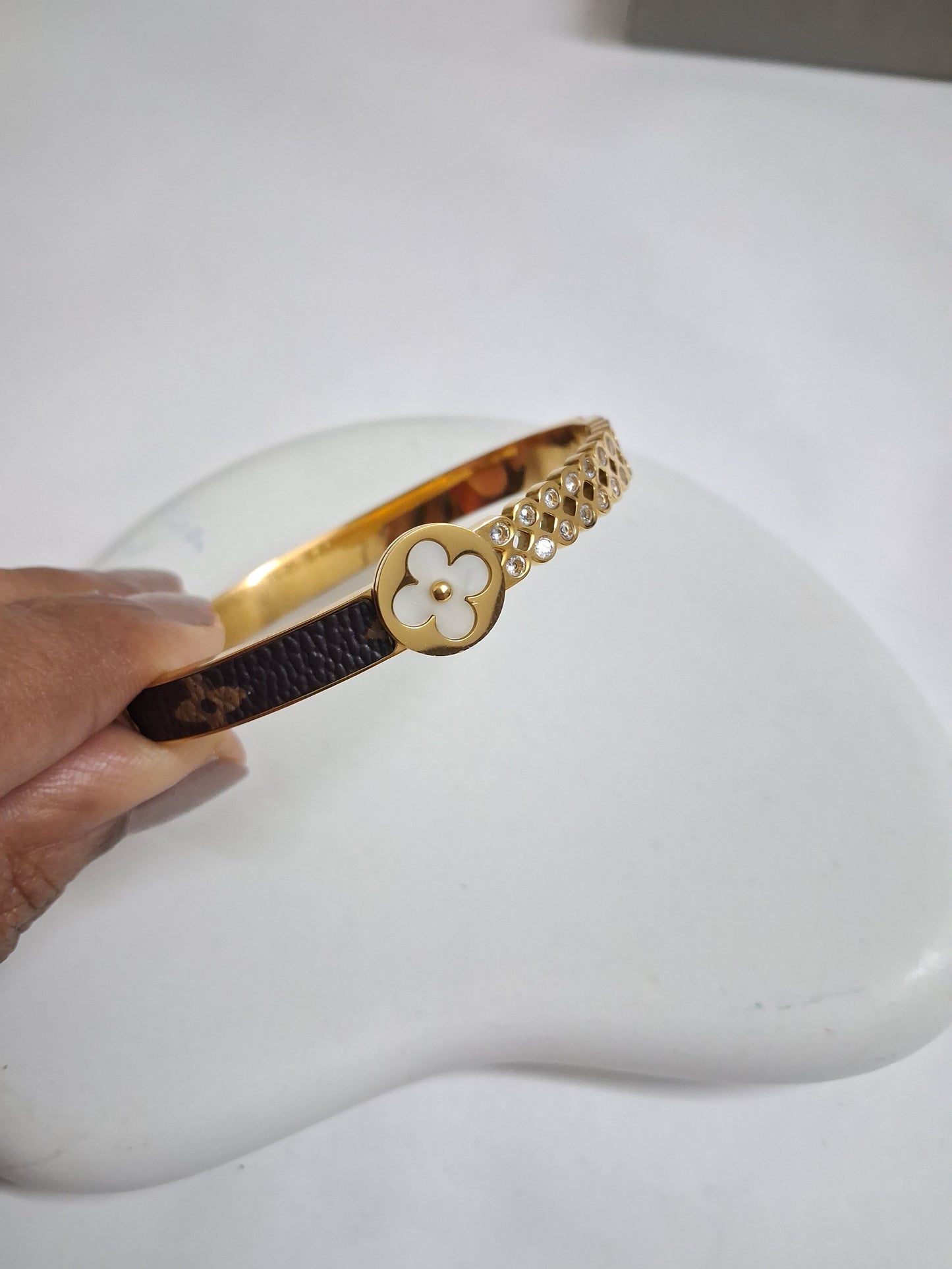 Leather and Stone Bracelet