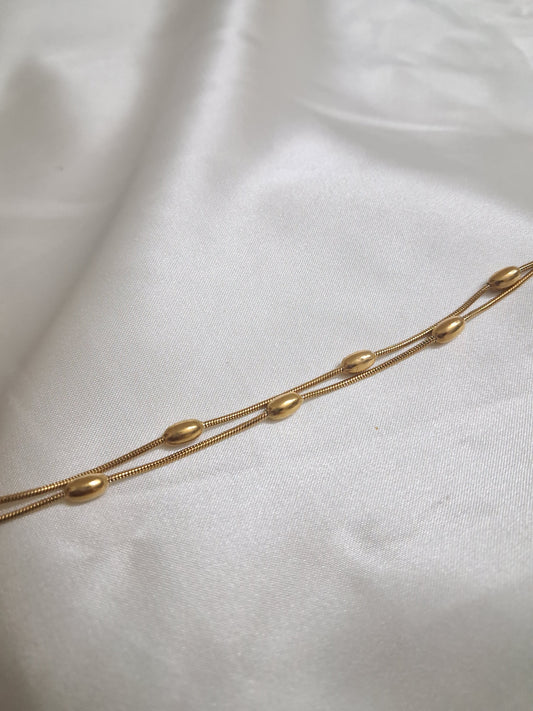 Layered Oval Drop Chain Bracelet