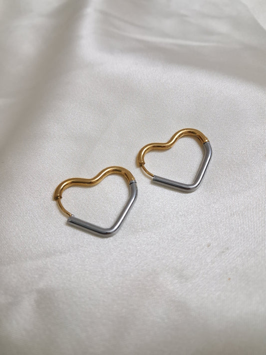 Silver -Gold Heart Hoop