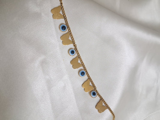 Evil Eye Chain Bracelet  with Butterfly