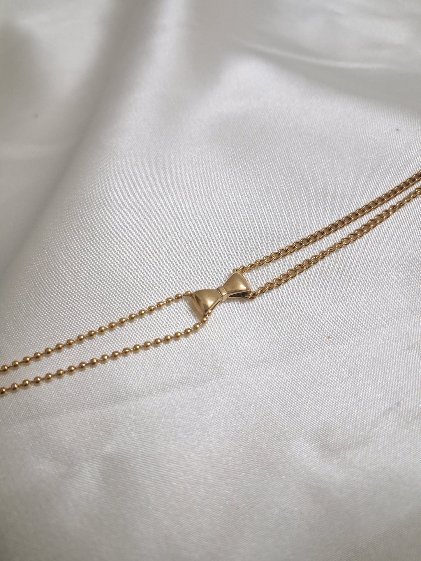 Bow on Layered Chain Bracelet