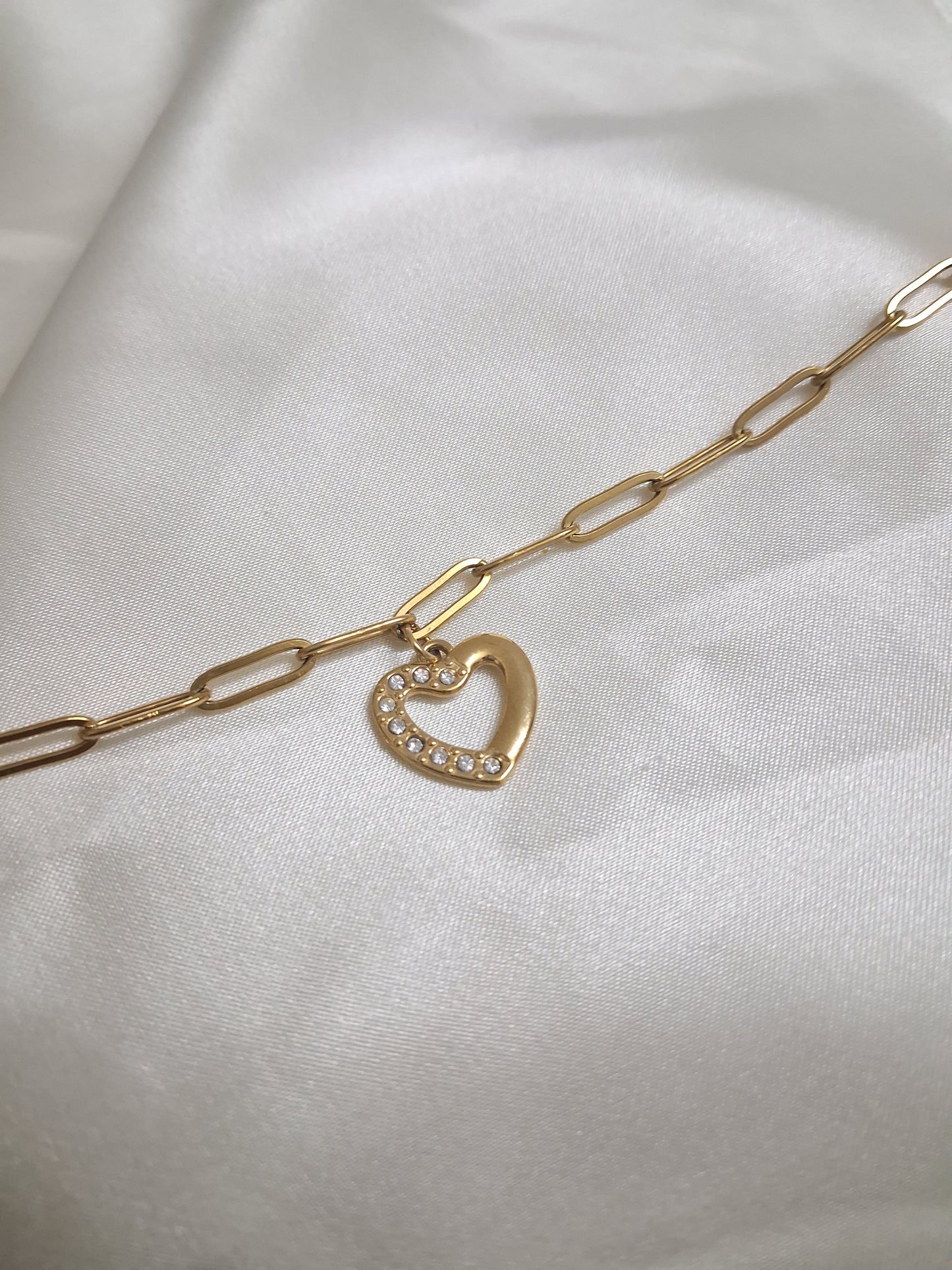 Link Chain Bracelet with Heart Charm