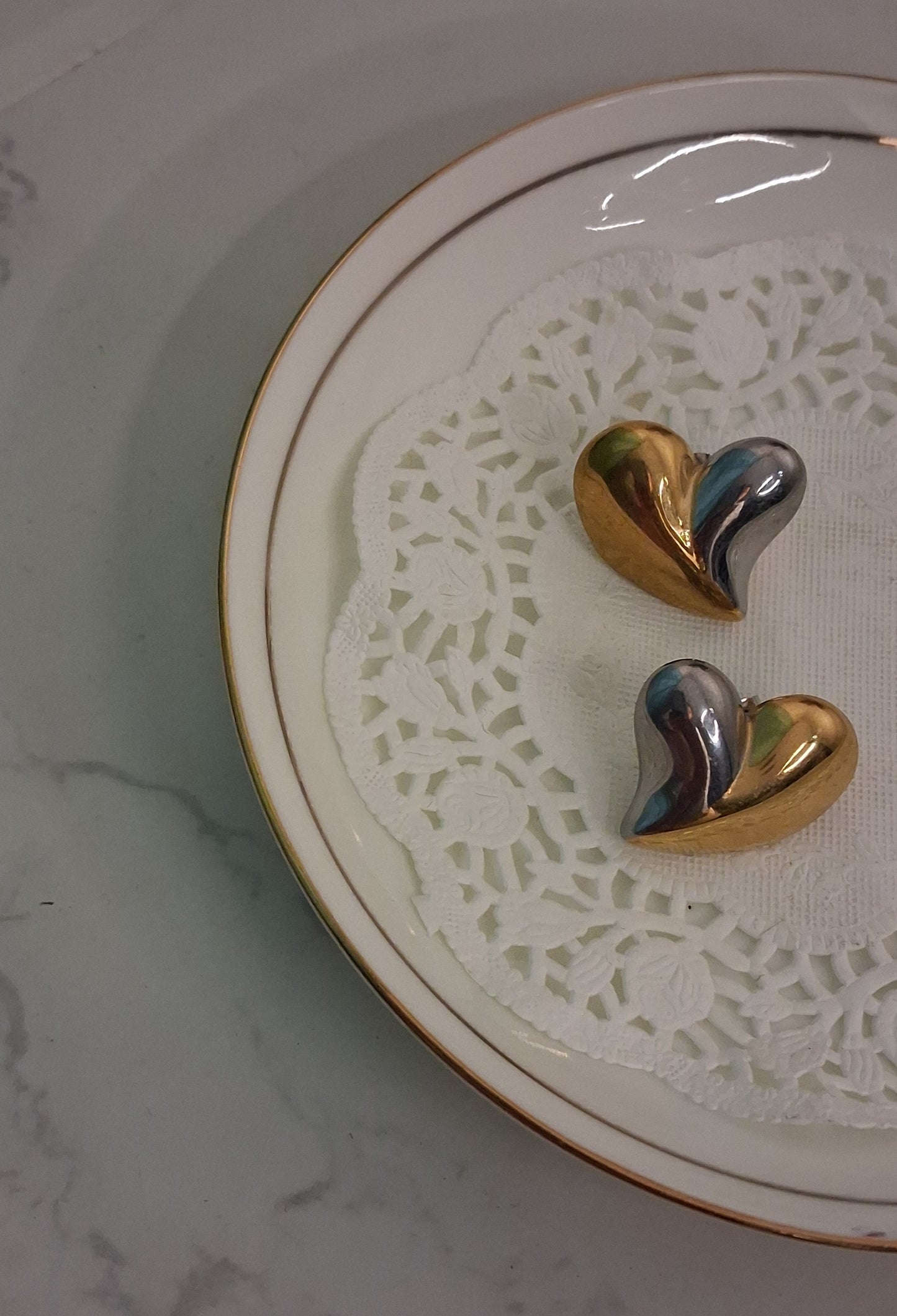 Mixed Metal Heart Stud